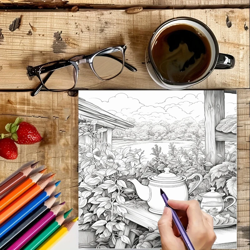 Tea In The Gardens Coloring Bo - Farming And Agriculture recension och pris