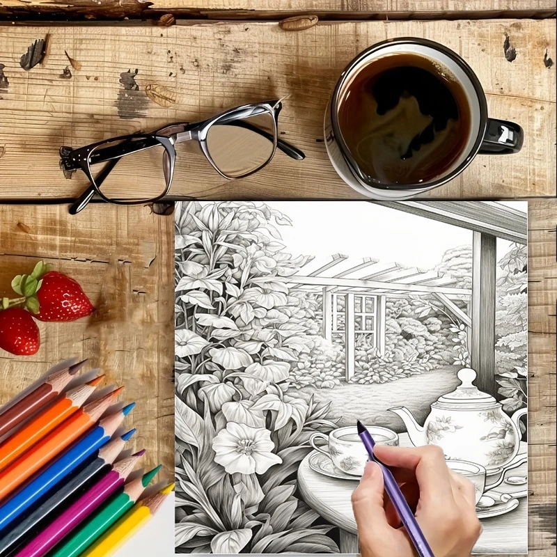 Tea In The Gardens Coloring Bo - Farming And Agriculture recension och pris